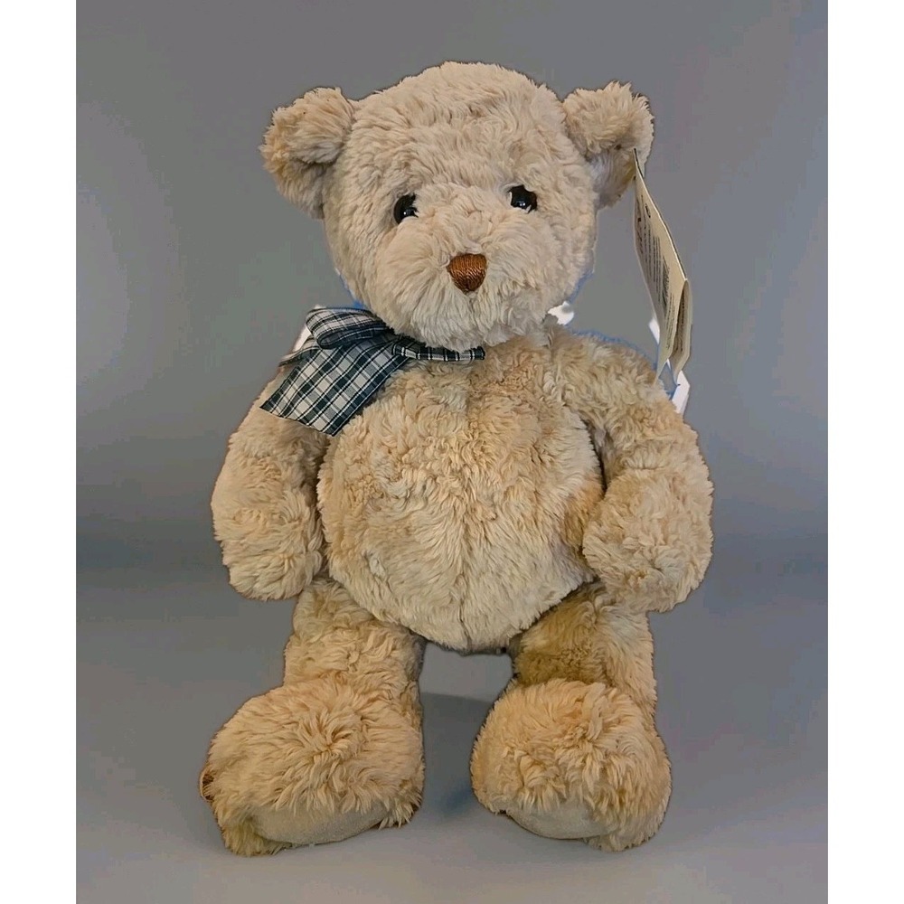 GUND Cookie Luv-A-Lot Bear Plush 15" Stuffed Teddy Bear Green Plaid Bow